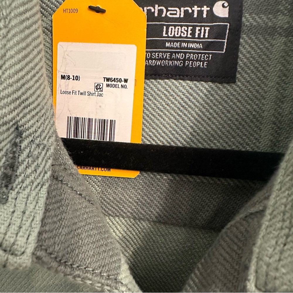 Carhartt Women's Loose Fit Twill Shirt Jac in green plaid  Sz M - Picture 5 of 8